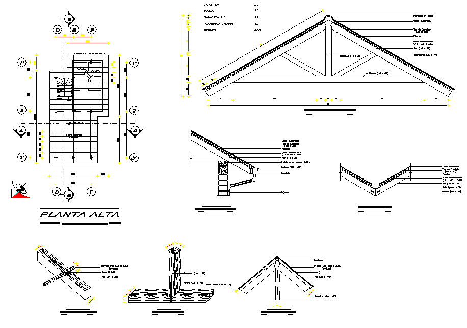 Roof plan and section plan layout file