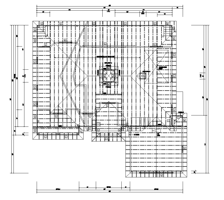 Roof plan detail 2d view layout autocad file