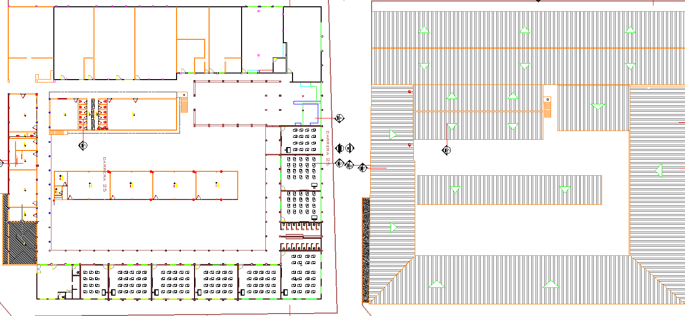 Roof plan detail and ground floor detail dwg file