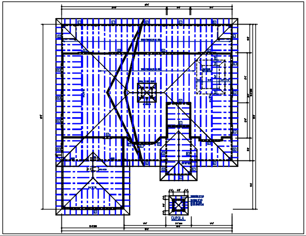 Roof plan detail with roof projection plan view detail dwg file