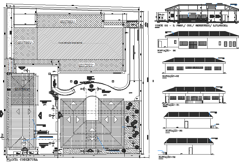 Roof plan elevation detail dwg file
