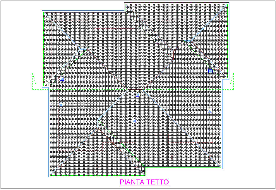 Roof plan of family house dwg file