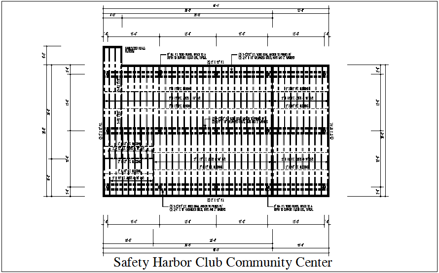 Roof plan structure club community centre plan layout details dwg files