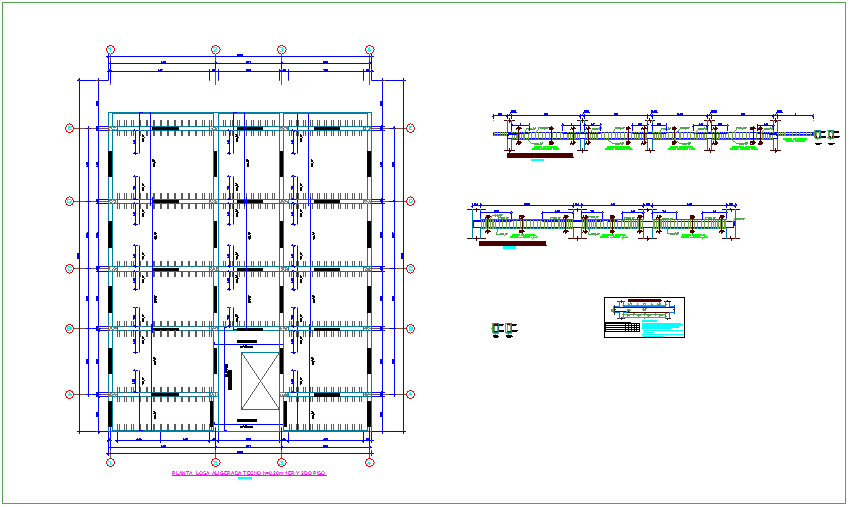 Roof plan with structural detail of municipality dwg file
