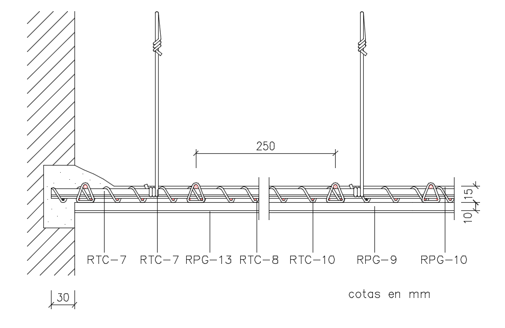 Roof section with structure view dwg file