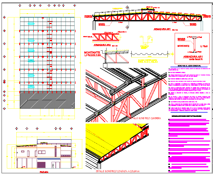Roof structure detail plan dwg file