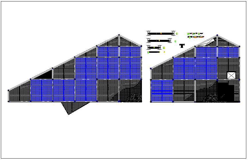 Roof structure elevation view detail dwg file