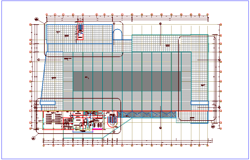 Roof top plan view of zonal market dwg file