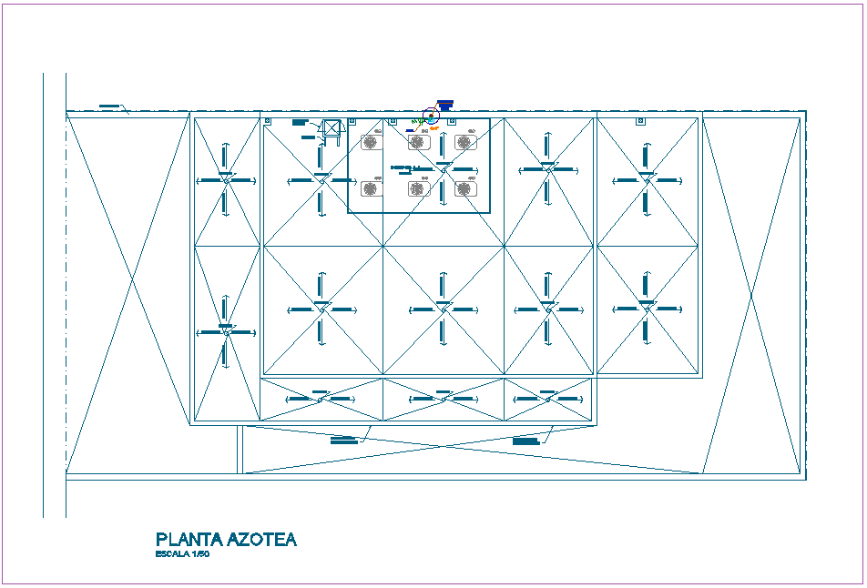 Roof top plan with view of air condition view with electrical view dwg file