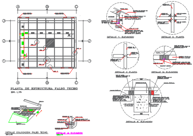 Roof working plan and section plan detail dwg file
