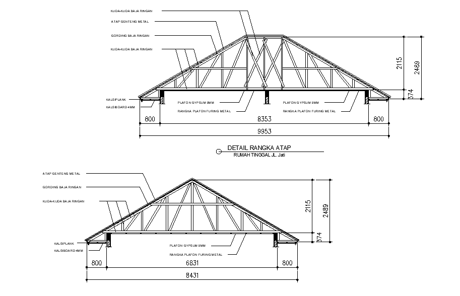 Roof Elevation Joinery AutoCAD Drawing Download