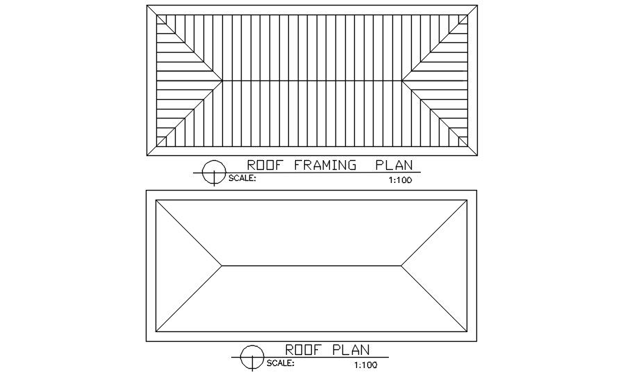 Roof Framing plan and roof plan section details of the house AutoCAD DWG drawing file is provided. Download the Free AutoCAD 2D DWG file.
