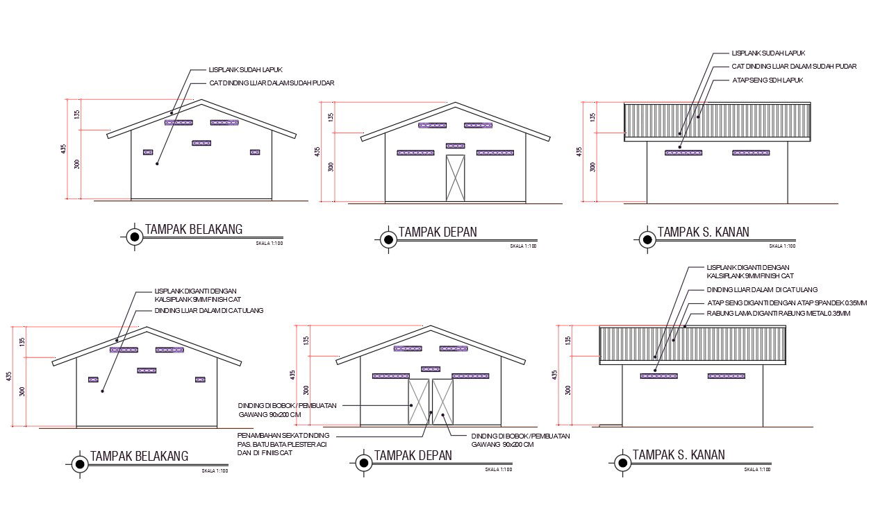 Roof House Building Design DWG File