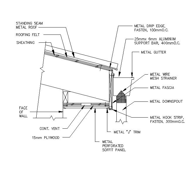 Roof Metal Seam Structure CAD drawing