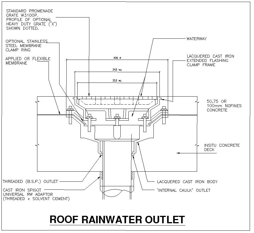 Roof Rainwater Drainage System CAD DWG File