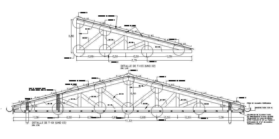 Roof Span Structure Section Drawing Download DWG File
