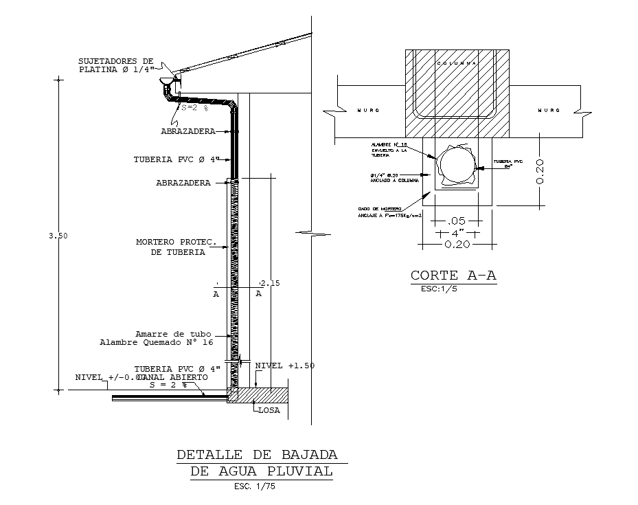 Roof With Water Drainage System CAD Drawing Download DWG File