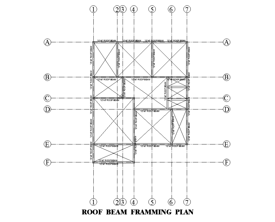 Roof beam framing plan of 34’x44’ house plan is given in this Autocad drawing file.Download now.