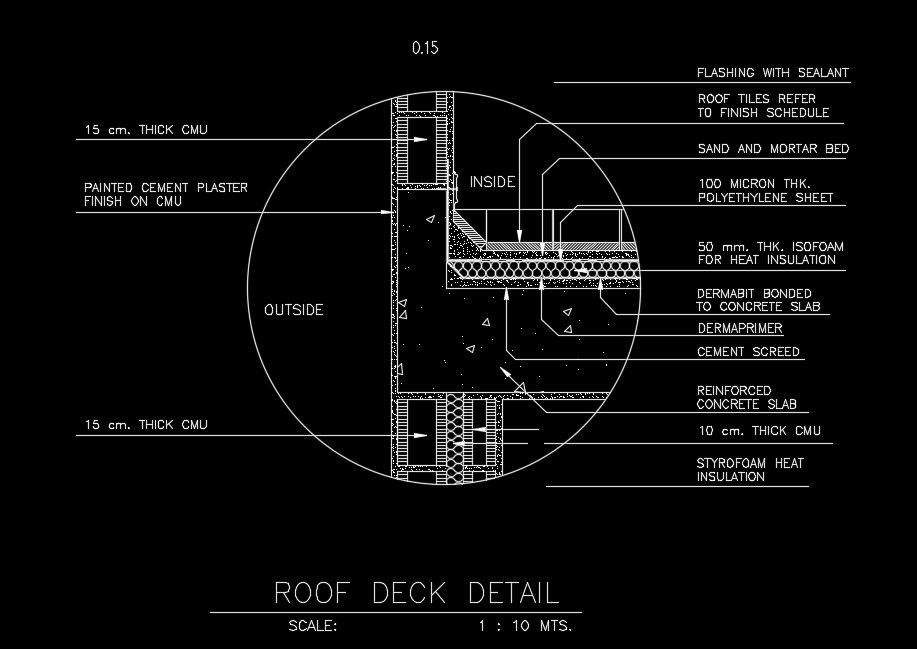 Roof deck detail drawing is given in this AutoCAD file