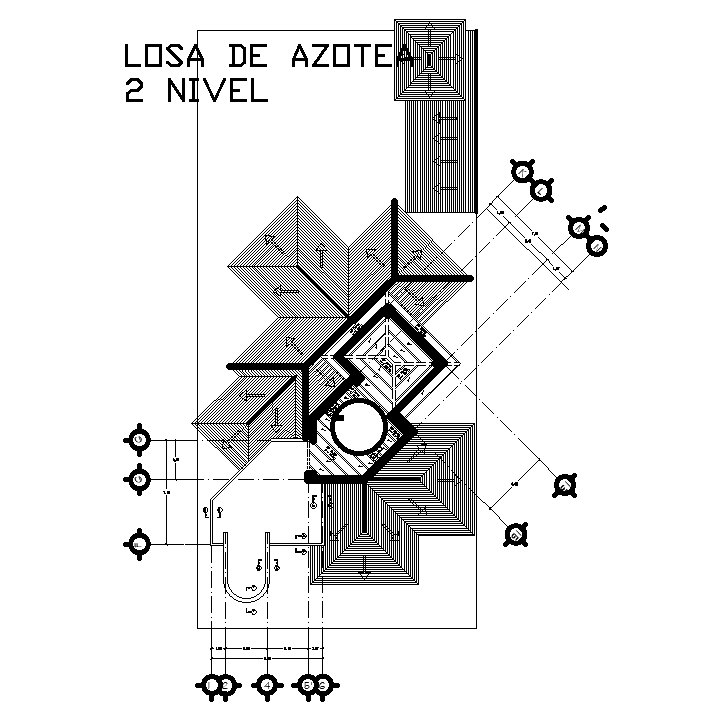 Roof floor plan detail plan presented in this auto-cad drawing. Download the AutoCAD drawing file.