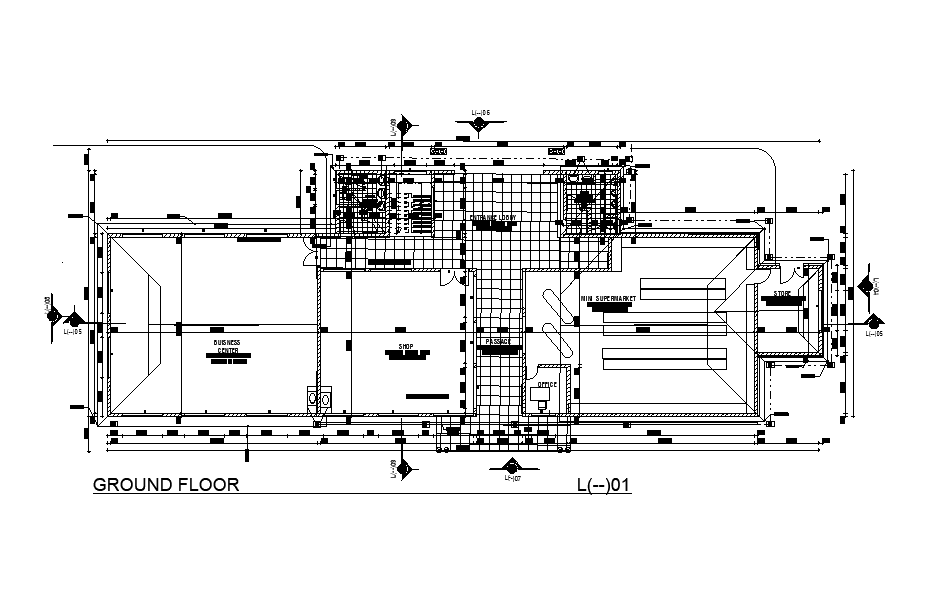 Roof floor plan detail plan provided in this auto-cad drawing. Download the AutoCAD drawing file.