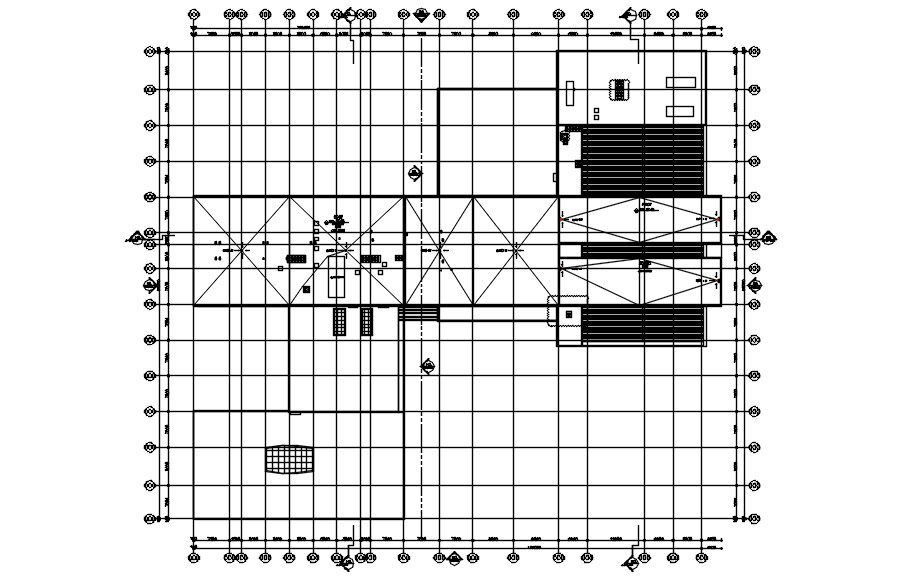 Roof floor plan of main building in AutoCAD 2D drawing, dwg file, CAD file
