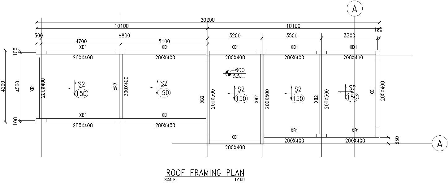 Roof Framing Structural Layout Plan Design in AutoCAD DWG File