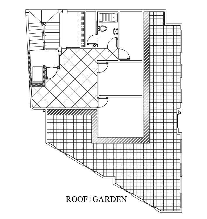.Roof & garden layout of 14x18m villa plan is given in this Autocad drawing file. Download the Autocad model.