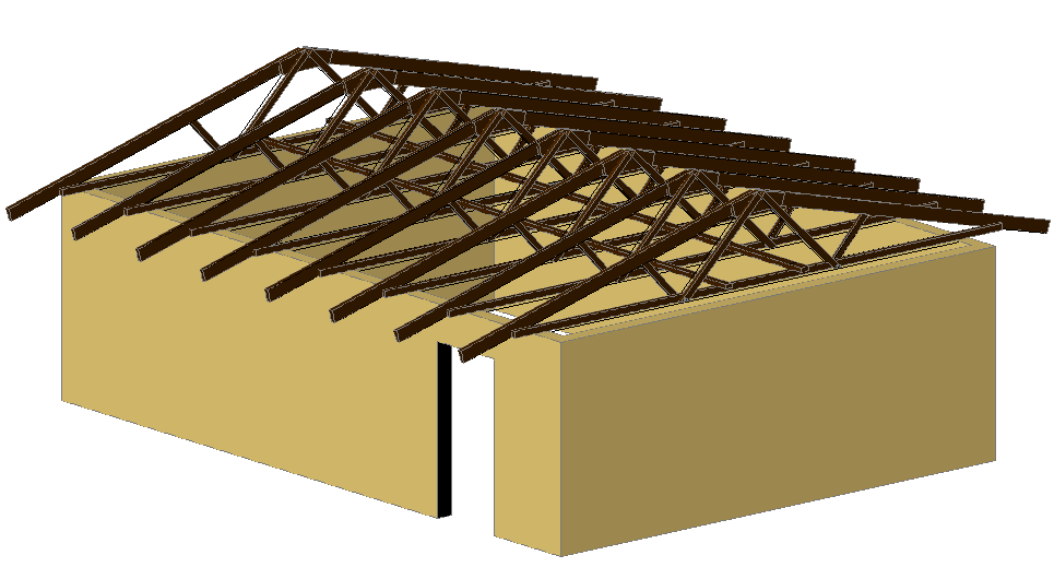 Roofing of wooden for school in 3d view