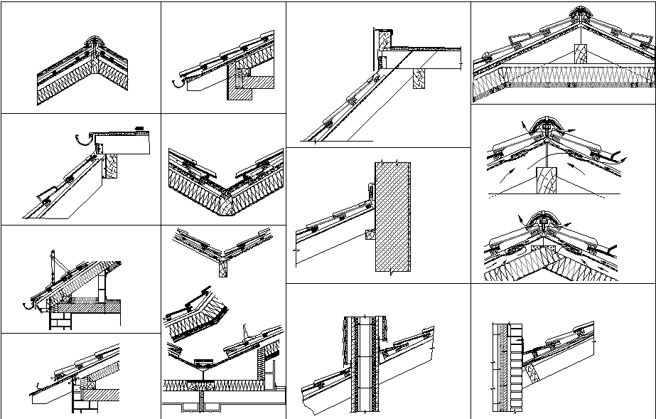 Roofing section plan dwg file