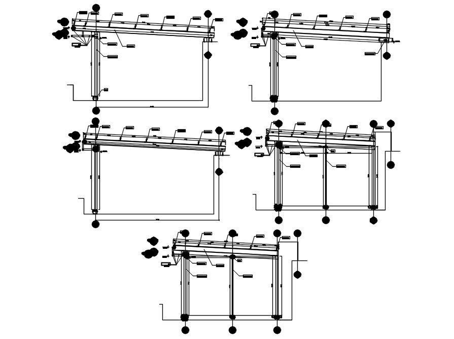 Roof joints design in AutoCAD 2D drawing, dwg file, CAD file