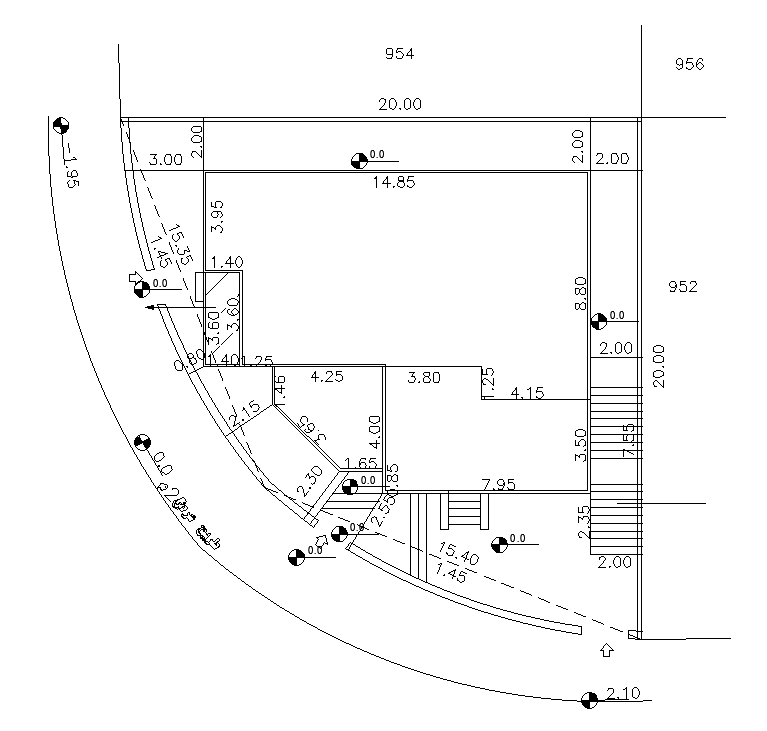 Roof layout of 16x16m house plan of 14x9m portion is given in this AutoCAD drawing model. Download now.