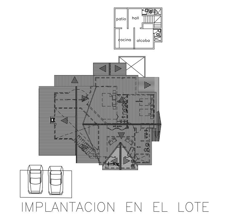 Roof layout of 18x15m house plan is given in this Autocad drawing file.Download now.
