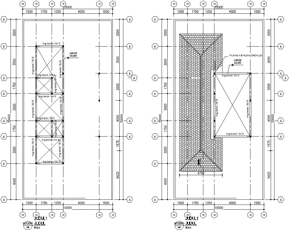 Roof plan and wall detail plan