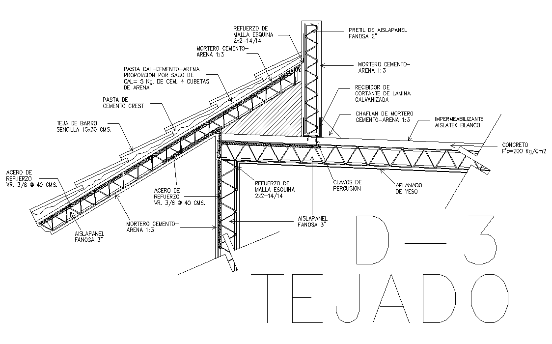 Roof plan detail is given in this Autocad drawing file. Download now.