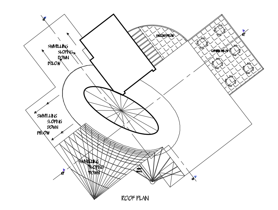 Roof plan detail prescribed in this AutoCAD file. Download this 2d autocad drawing file.