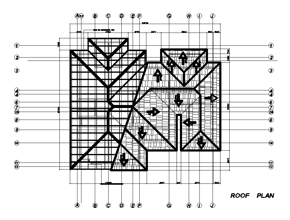 Roof plan of 20x19m house plan is given in this Autocad drawing file. Download now.