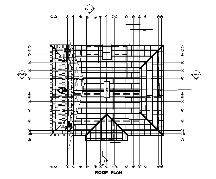 Roof plan of 21x18 home plan is given in this Autocad DWG drawing file. Download now.