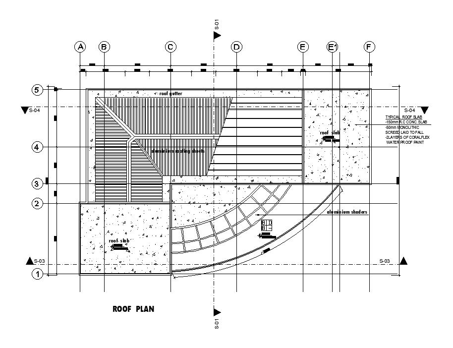 Roof plan of 24x17m office plan is given in this Autocad draiwing file. Download now.