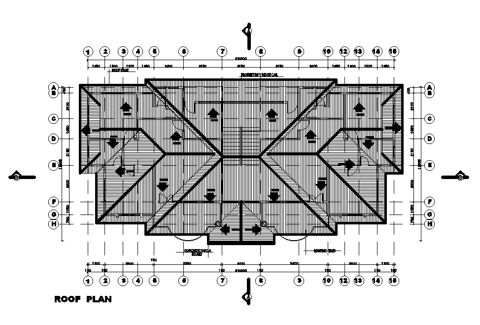 Roof plan of 25x13m twin house plan is given in this Autocad drawing file. ownload now.