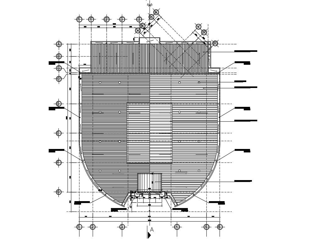 Roof plan of 36x37m hotel plan is given in this Autocad drawing file. Download now.