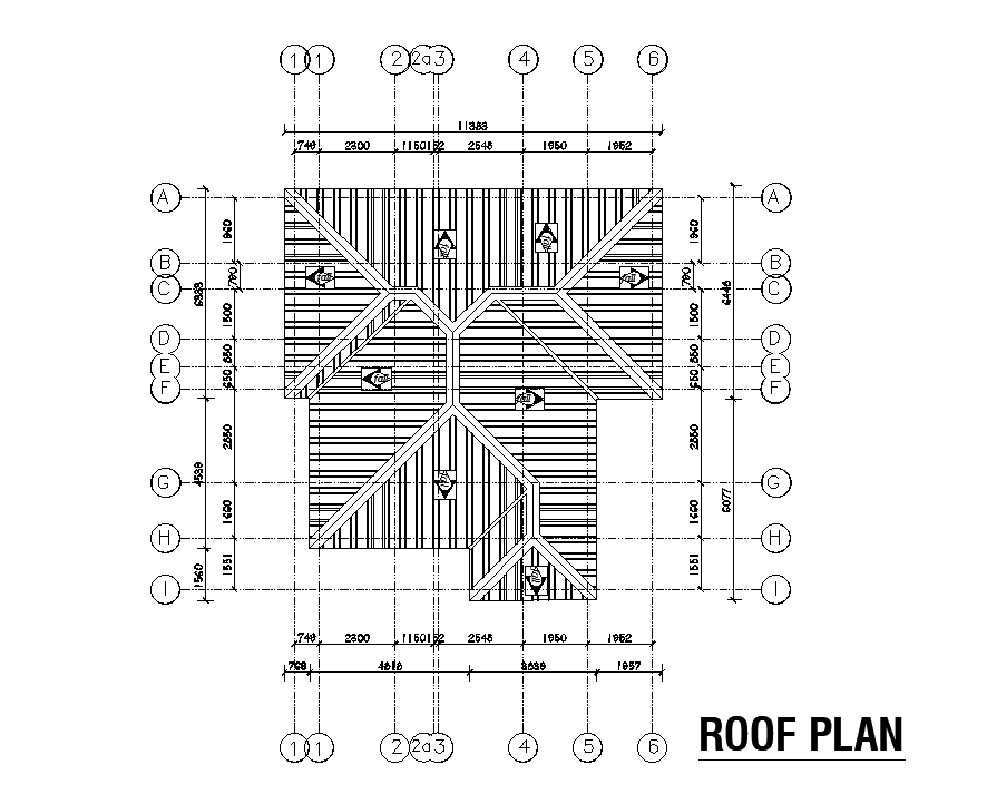 Roof plan of 9x12m residential plan is given in this Autocad drawing file.Download now.