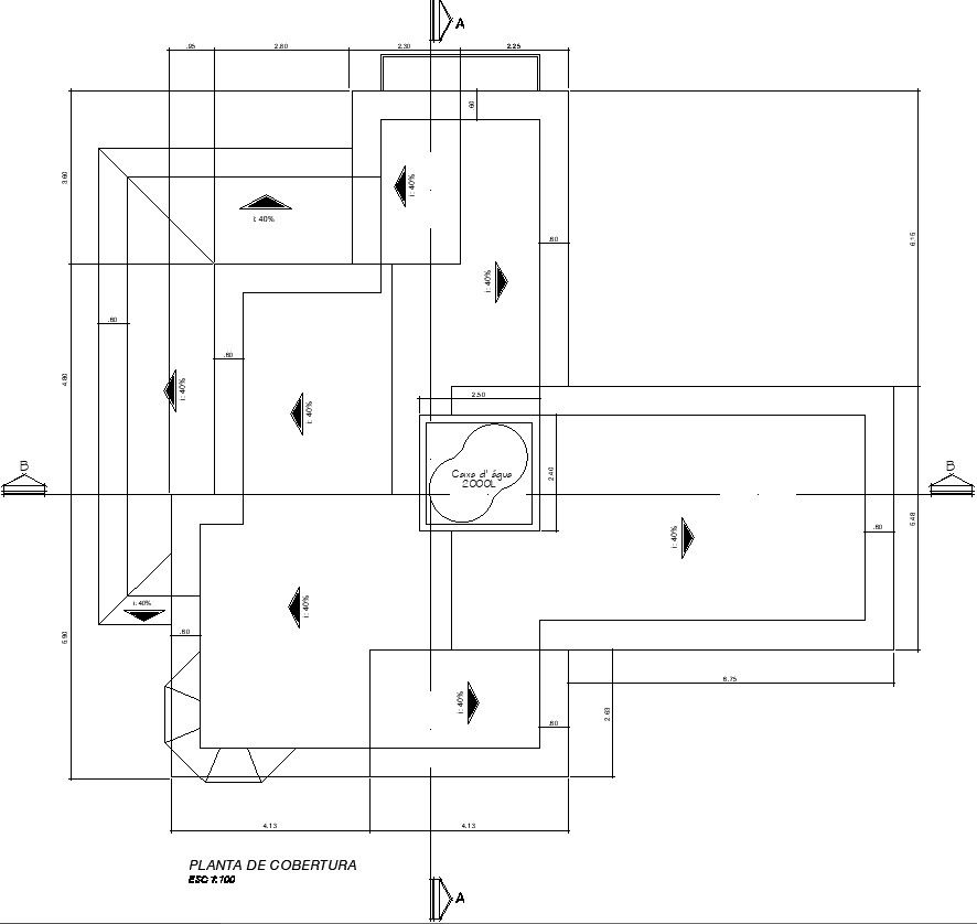 Roof plan of small house with detailing