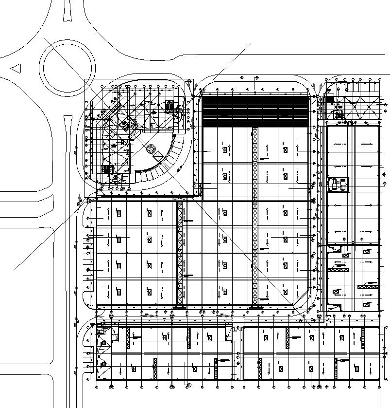 Roof plan of warehouse with detail AutoCAD drawing