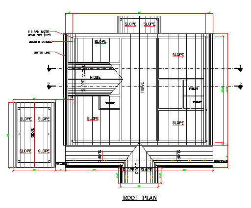 Roof plan section details of G+1 house AutoCAD DWG drawing file are provided. Download the AutoCAD 2D DWG file.