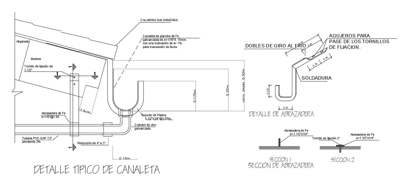 Roof section detail is presented in this AutoCAD drawing file. Download this 2D autocad DWG File.