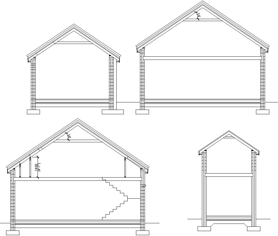 Roof sections of AutoCAD drawing, Dwg files.