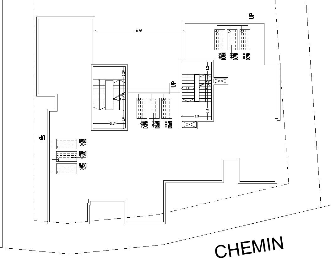 Roof staircase and water tank plan layout in AutoCAD, dwg file.