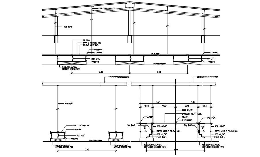 Roof truss Section details of the steel are given in this AutoCAD 2D DWG drawing.Download the free AutoCAD 2D DWG file.