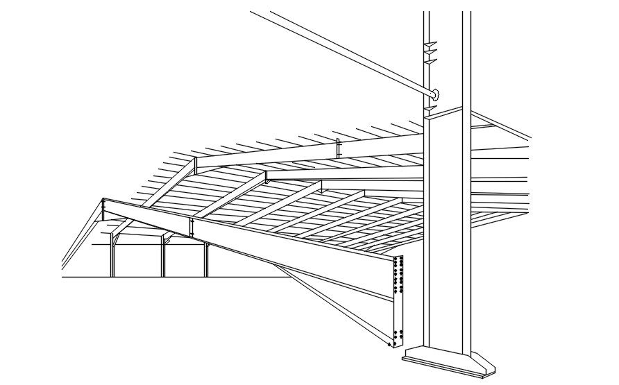 Roof truss design in detail AutoCAD drawing, dwg file, CAD file